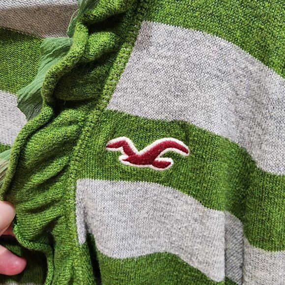 Hollister  Women Cardigan Size Medium90s Style Green Grey Casual Long Sleeve - Picture 6 of 10